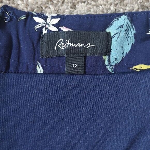 Reitmans Size 12 Lined Blue‎ Skirt With Floral Print - Picture 6 of 8